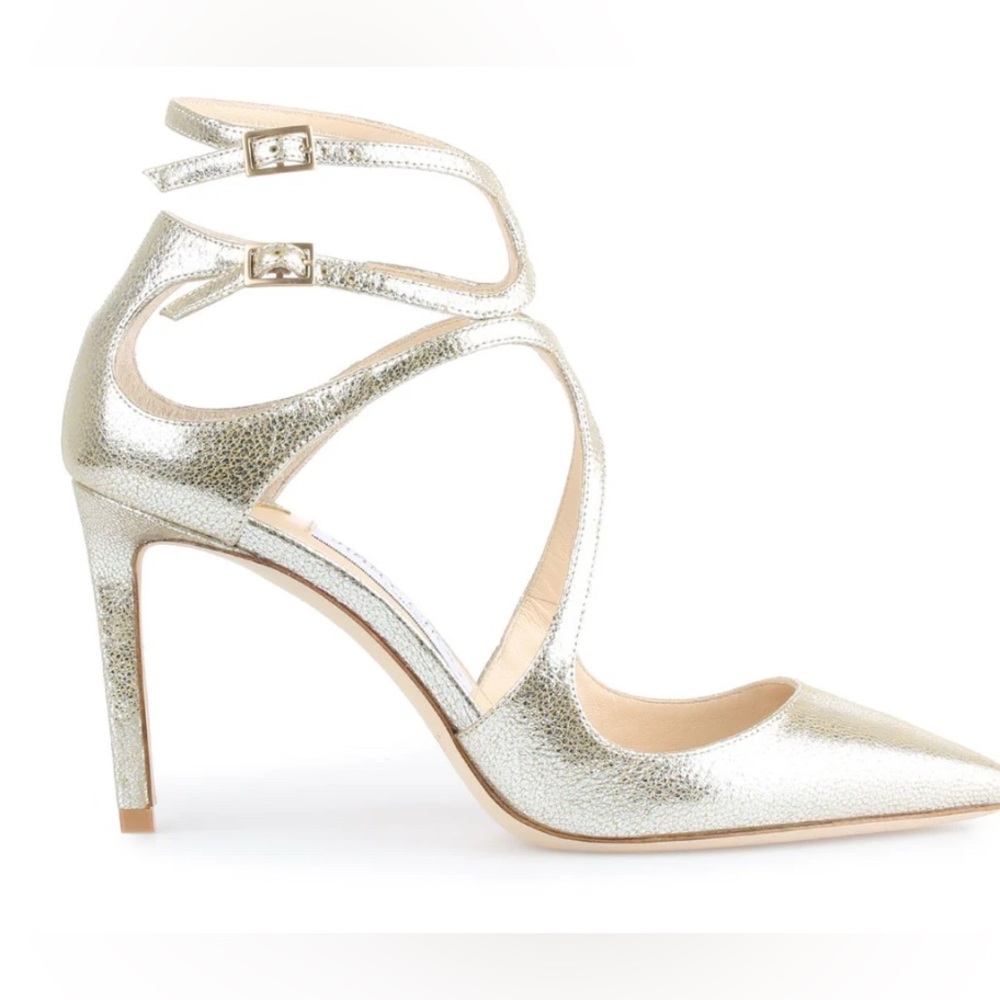 NIB Jimmy Choo Lancer 85 champagne glitter pumps